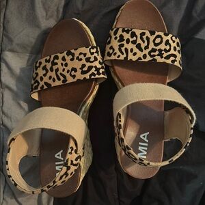 MIA Leopard Print Sandals with Beige Straps